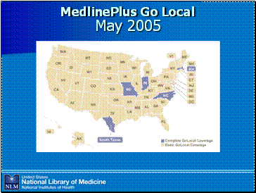 MedlinePlus Go Local distribution map for May 2005