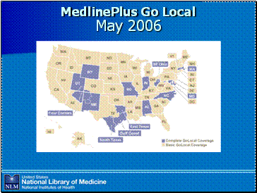 MedlinePlus Go Local distribution map for May 2006