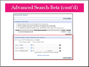 Advanced Search – Beta (cont’d)