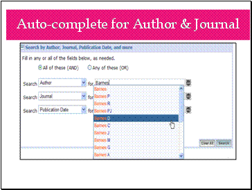 Auto-complete for Author & Journal