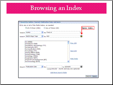 Browsing an Index