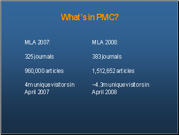 What's in PMC?