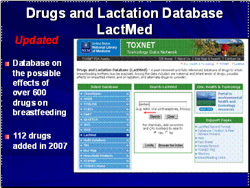 LactMed: Drugs and Lactation Database: Updated
