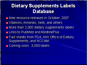 Dietary Supplements Labels Database