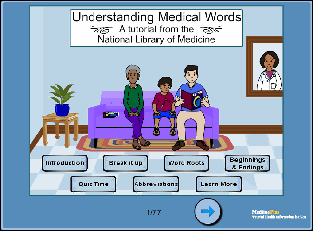 Homepage for the Understanding Medical Words Tutorial