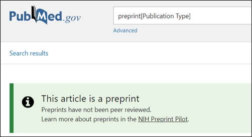 PubMed preprint banner.
