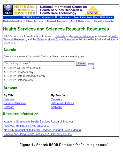 Search HSRR Database for nursing homes
