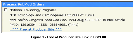 Figure 1: Free at Producer Site Link in DOCLINE