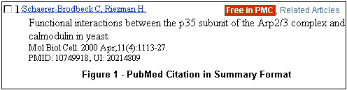 PubMed citation in Summary format