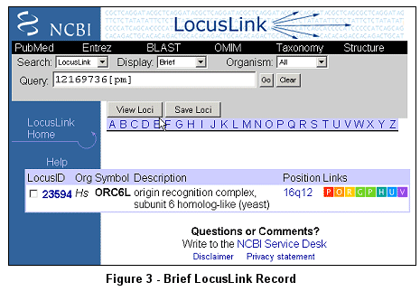 Brief LocusLink Record