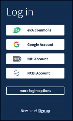 screen shot of the new NCBI login