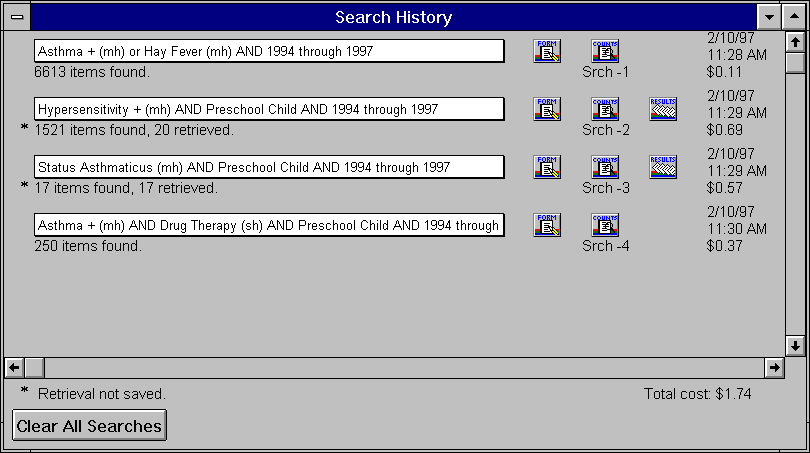 Figure 4 - Search History Window