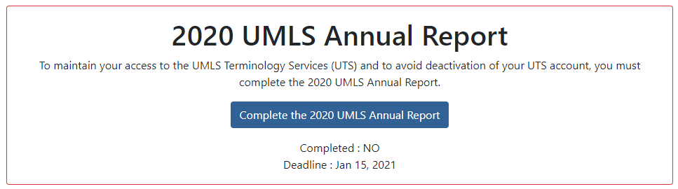 UMLS Terminology Services Annual Report