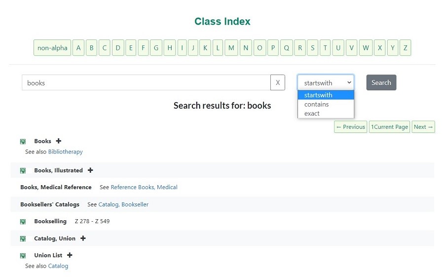 Screen capture the Index Search drop down screen example
