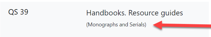 Screen capture of the Monographs and Serials example