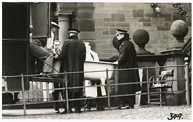 Dr. Ruxton's bath—where he dismembered his victims—en route to the Department of Forensic Medicine at the University of Glasgow for examination and analysis, 1935