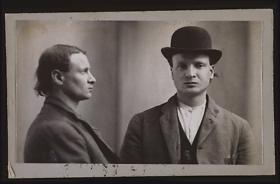 Bertillon card for Charles Clark, arrested for burglary (portraits), December 2, 1908