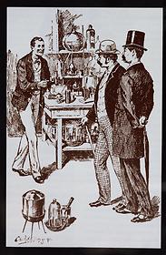 In his laboratory, Sherlock Holmes meets Watson., 1986